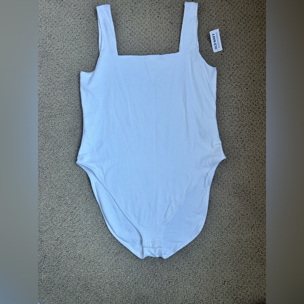 Old Navy White Tank Square Neck Body Suit Size Extra Large NWT